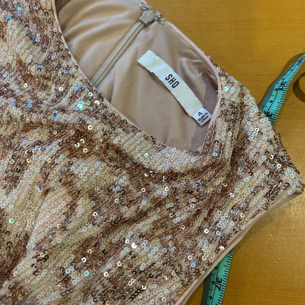 Blush Sequin Jumpsuit, Sho by Tadashi Soji, Size 4 - Picture 4 of 10